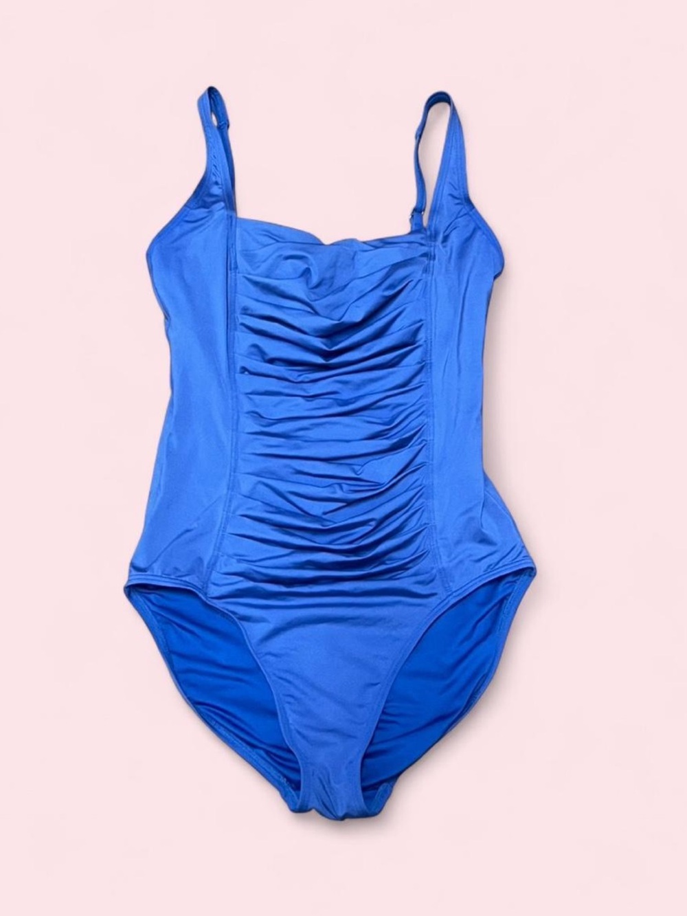 Calvin Klein Pleated Front One Piece Swimsuit Atlantis Blue Size 10 Ruched